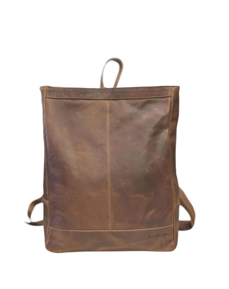 Unisex kožený batoh SENDI DESIGN Cognac barva