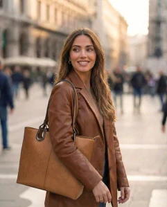Dámská koženková kabelka PC 833 koňaková