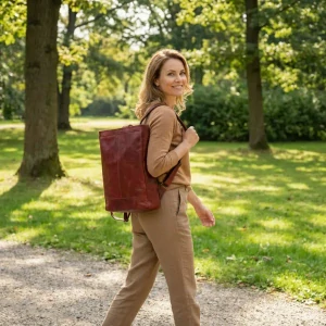 Unisex kožený batoh SENDI DESIGN Red Brown