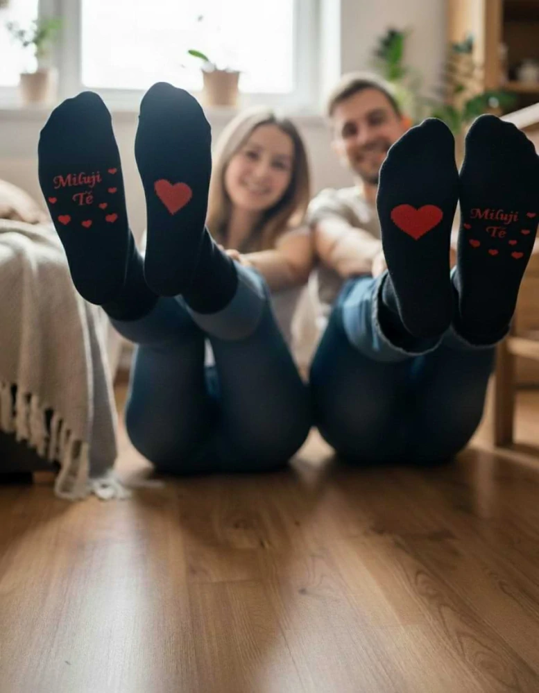 Ponožky pro zamilované DARLING černé se srdíčky