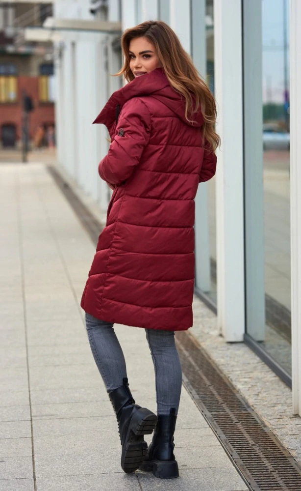 Dámská zimní bunda MARCELA - bunda ve stylu oversize-vínová